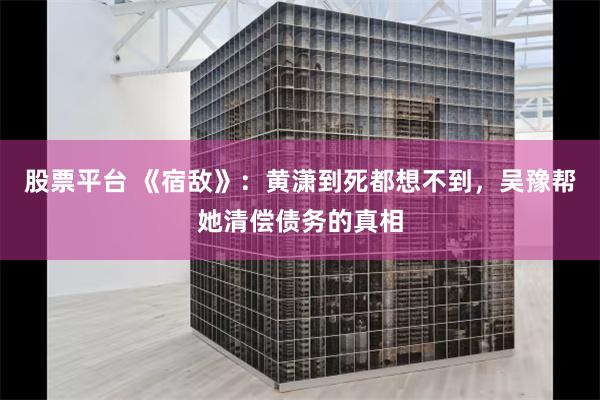 股票平台 《宿敌》：黄潇到死都想不到，吴豫帮她清偿债务的真相