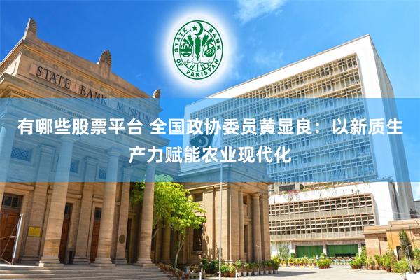 有哪些股票平台 全国政协委员黄显良：以新质生产力赋能农业现代化