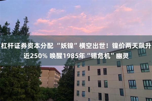杠杆证券资本分配 “妖镍”横空出世！镍价两天飙升近250% 唤醒1985年“锡危机”幽灵