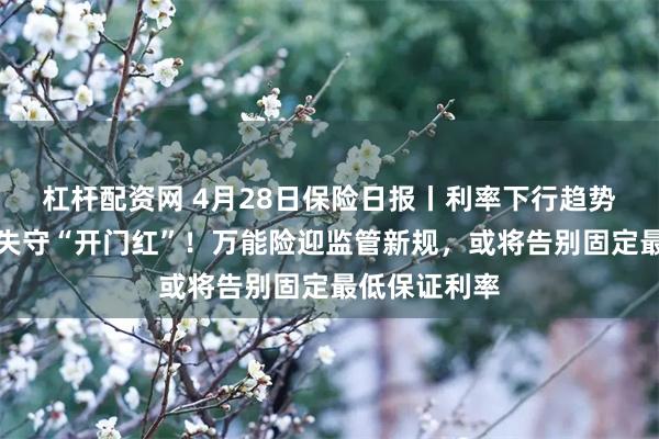 杠杆配资网 4月28日保险日报丨利率下行趋势难挡，寿险失守“开门红”！万能险迎监管新规，或将告别固定最低保证利率