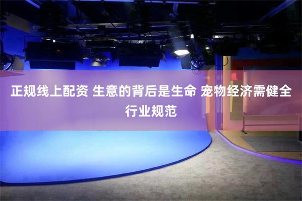 正规线上配资 生意的背后是生命 宠物经济需健全行业规范