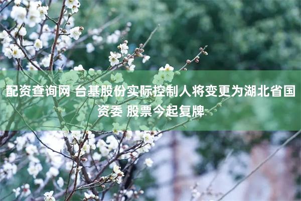 配资查询网 台基股份实际控制人将变更为湖北省国资委 股票今起复牌